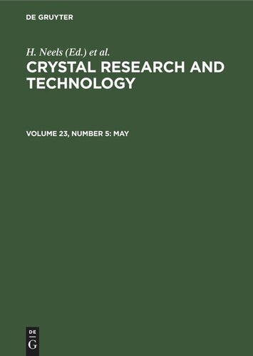 Crystal Research and Technology: Volume 23, Number 5 May