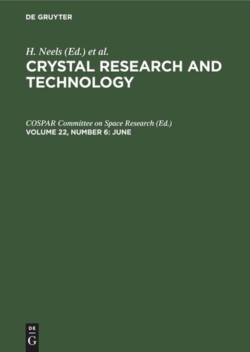Crystal Research and Technology: Volume 22, Number 6 June