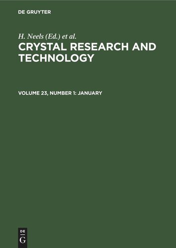 Crystal Research and Technology: Volume 23, Number 1 January