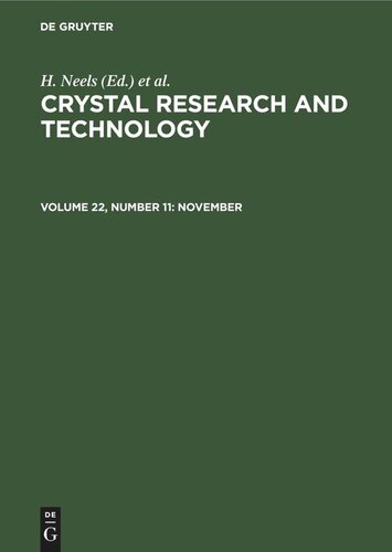 Crystal Research and Technology: Volume 22, Number 11 November