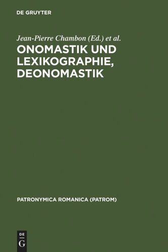 Onomastik: Band V Onomastik und Lexikographie. Deonomastik