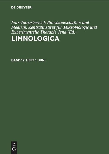 Limnologica: Band 12, Heft 1 Juni