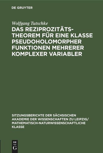 Das Reziprozitätstheorem für eine Klasse pseudoholomorpher Funktionen mehrerer komplexer Variabler