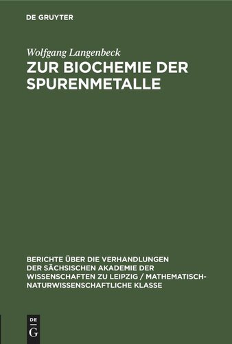 Zur Biochemie der Spurenmetalle