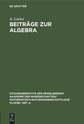 Beiträge zur Algebra