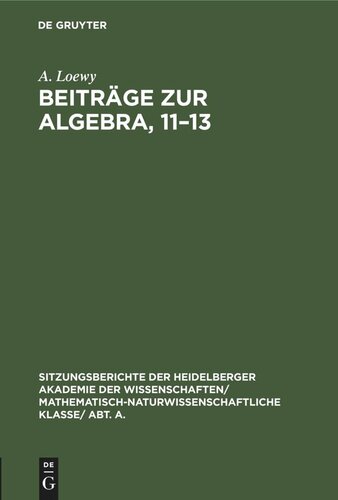 Beiträge zur Algebra, 11–13