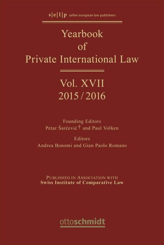 Yearbook of Private International Law: Volume XVII Yearbook of Private International Law Vol. XVII - 2015/2016