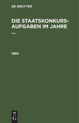 Die Staatskonkurs-Aufgaben im Jahre ...: 1890
