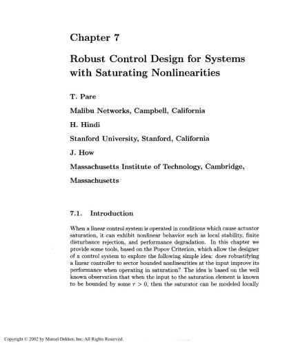Actuator Saturation Control