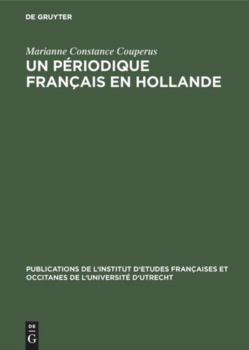 Un périodique français en Hollande: Le glaneur historique (1731–1733)