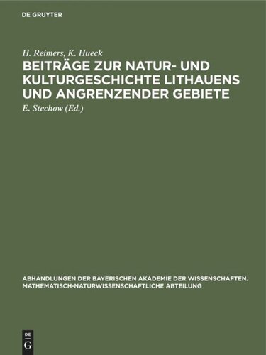 Beiträge zur Natur- und Kulturgeschichte Lithauens und angrenzender Gebiete: Vegetationsstudien auf lithauischen und ostpreussischen Hochmooren