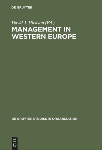 Management in Western Europe: Society, Culture and Organization in Twelve Nations