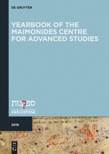 Yearbook of the Maimonides Centre for Advanced Studies: 2019