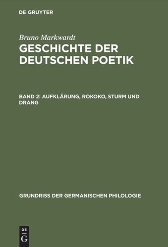 Geschichte der deutschen Poetik: Band 2 Aufklärung, Rokoko, Sturm und Drang