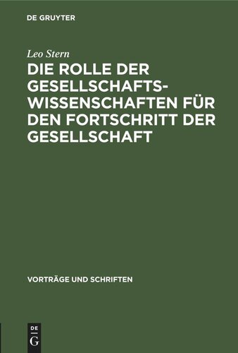 Die Rolle der Gesellschaftswissenschaften für den Fortschritt der Gesellschaft