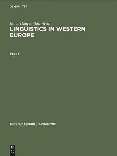 Linguistics in Western Europe: Part 1