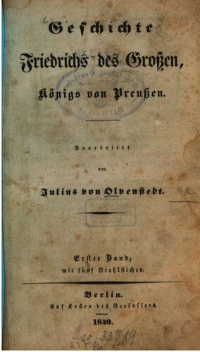 Geschichte Friedrichs des Großen, Königs von Preußen