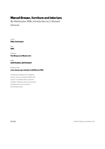 Marcel Breuer: Furniture and Interiors