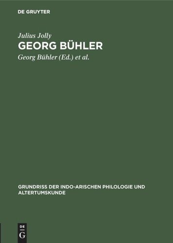 Georg Bühler: 1837–1898