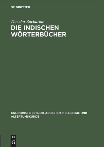Die indischen Wörterbücher: (Kosa)