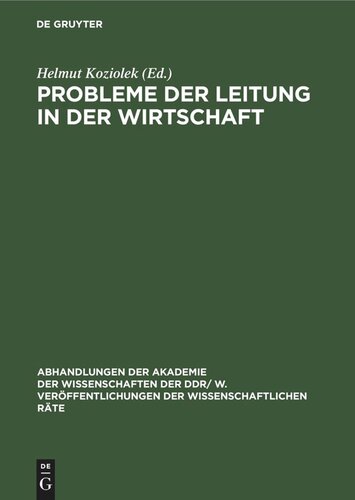 Probleme der Leitung in der Wirtschaft