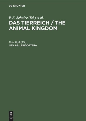 Das Tierreich / The Animal Kingdom. Lfg. 65 Lepidoptera: Parnassiidae, pars 2 (Subfam. Parnassiinae)