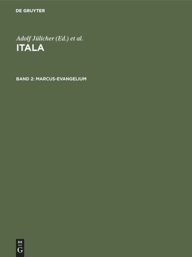 Itala: Band 2 Marcus-Evangelium