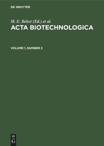 Acta Biotechnologica: Volume 1, Number 2