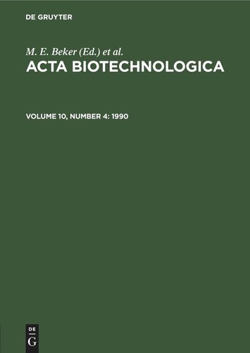 Acta Biotechnologica: Volume 10, Number 4 1990