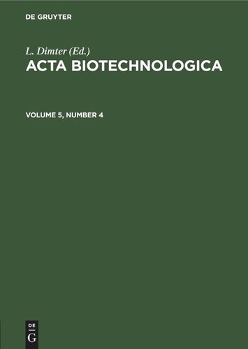 Acta Biotechnologica: Volume 5, Number 4