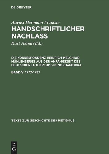 Handschriftlicher Nachlass: Band V 1777–1787