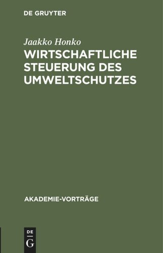 Wirtschaftliche Steuerung des Umweltschutzes: Überlegungen aus finnischer Sicht