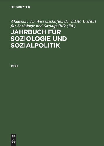 Jahrbuch für Soziologie und Sozialpolitik: 1980