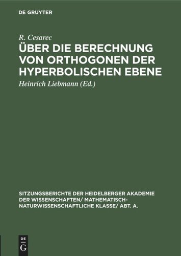 Über die Berechnung von Orthogonen der hyperbolischen Ebene