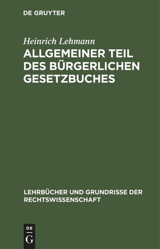 Allgemeiner Teil des Bürgerlichen Gesetzbuches