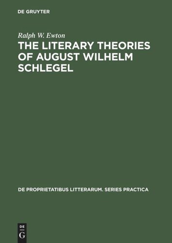 The literary Theories of August Wilhelm Schlegel