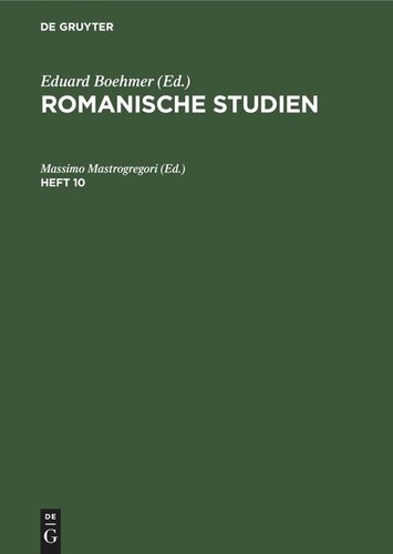 Romanische Studien: Heft 10