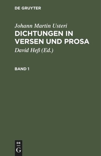 Dichtungen in Versen und Prosa: Band 1