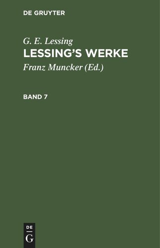 Lessing’s Werke: Band 7