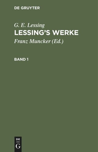 Lessing’s Werke: Band 1