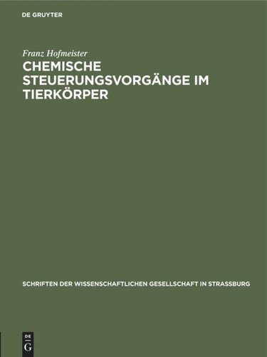 Chemische Steuerungsvorgänge im Tierkörper