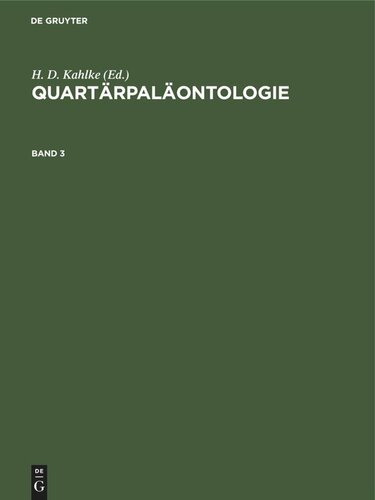 Quartärpaläontologie: Band 3