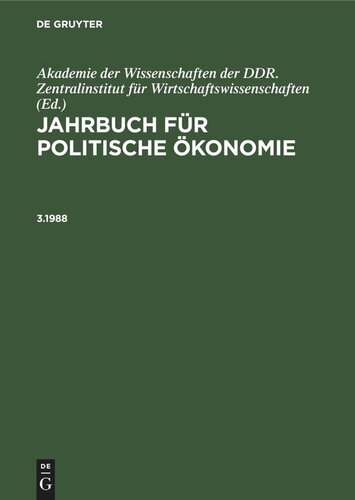 Jahrbuch für politische Ökonomie: 3.1988