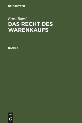 Das Recht des Warenkaufs: Band 2