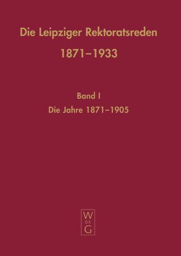 Die Leipziger Rektoratsreden 1871-1933