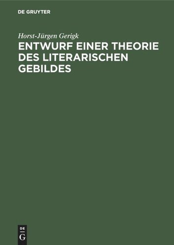 Entwurf einer Theorie des literarischen Gebildes