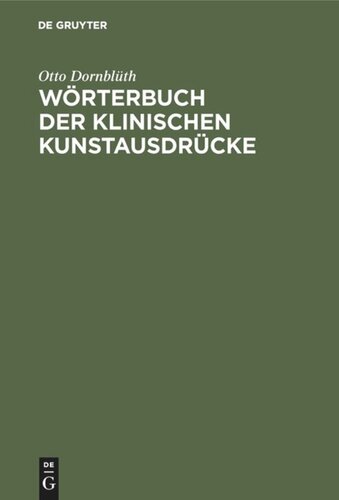 Wörterbuch der Klinischen Kunstausdrücke
