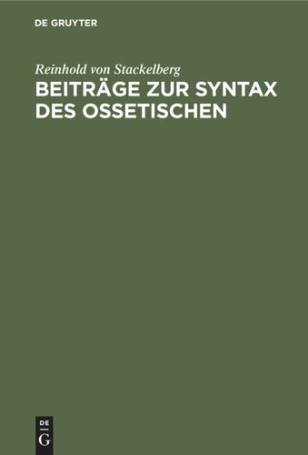 Beiträge zur Syntax des Ossetischen