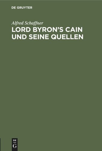 Lord Byron's Cain und seine Quellen