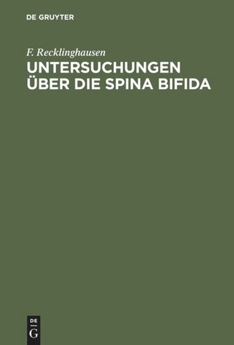 Untersuchungen über die Spina bifida